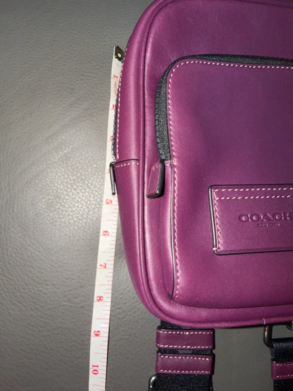 Coach Maroon Leather Sling Bag with Black Logo Strap - Picture 6 of 9